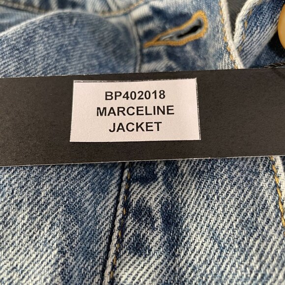 Steve Madden Marceline Oversized Denim Jacket Butterfly Patch Vintage Y2K S - Picture 13 of 13